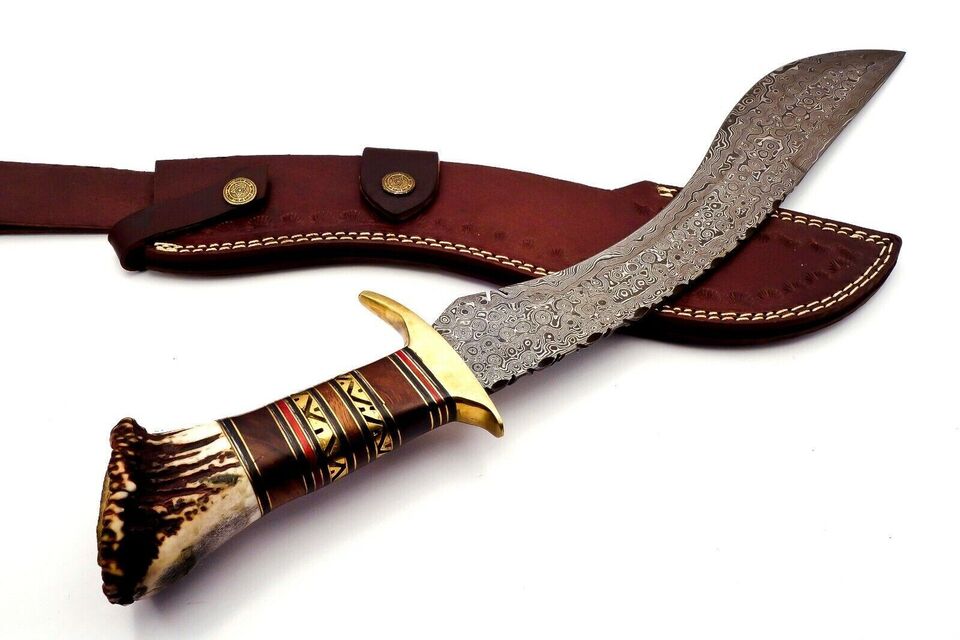 Buy Now Damascus Steel Bowie Kukri Knife