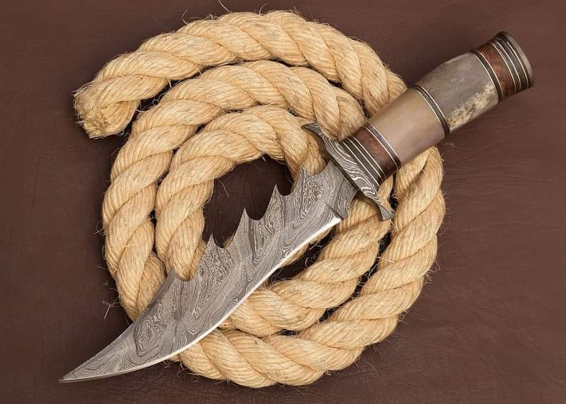 "Damascus-steel-Knife" Hunting-knife-with sheath"fixed-blade-Camping-knife, Bowie-knife, Handmade-Knives, Gifts-For-Men.