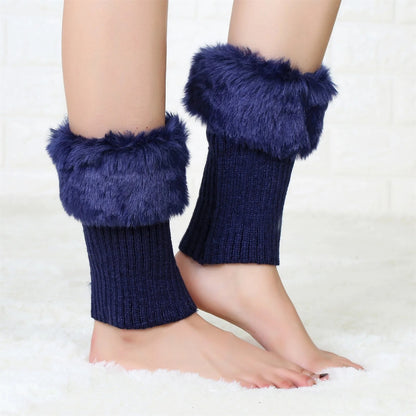 Women Autumn And Winter Short - Turned Wool Warm Socks Boots Cover Knitting Wool Leg Protector