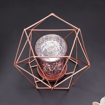 Geometric Candle Holder Lantern Rose Gold