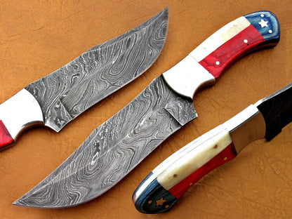 Damascus Hunting Knife , Hand Made Hunting Knife ,Damascus Bolster Knife,