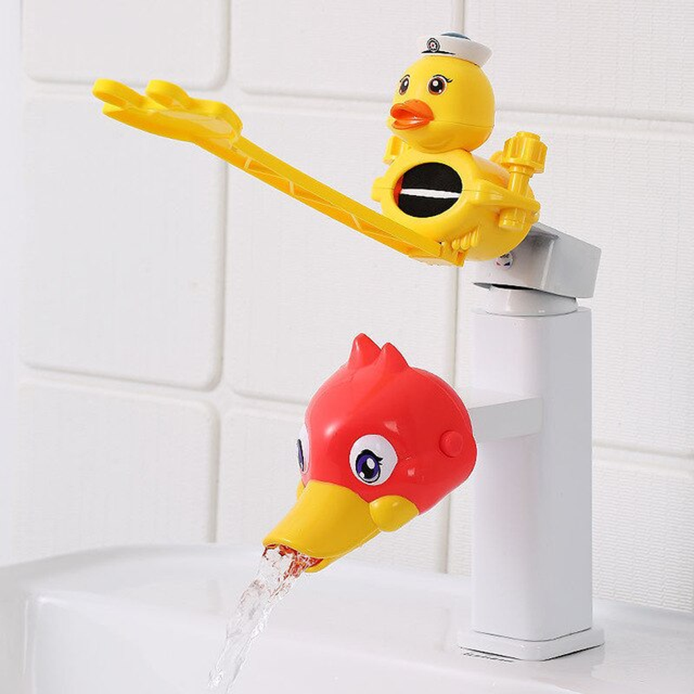 Water Faucet & Handle Extender Set For Toddlers & Young Kids, Plastic Material Red Duck