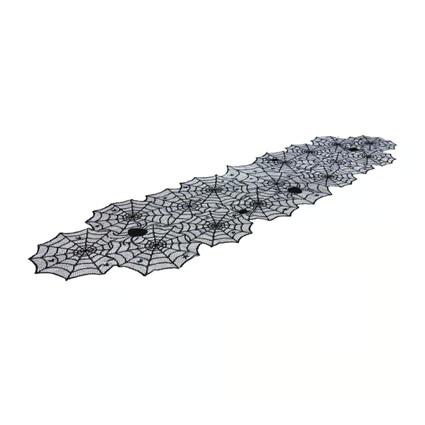 Black Lace Spiderweb Table Runner For Halloween Rectangular