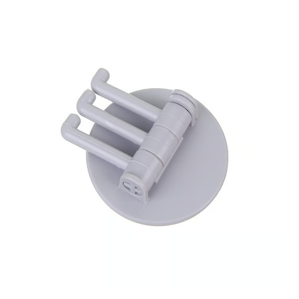 3 Branch Rotating Adhesive Wall Hook Gray