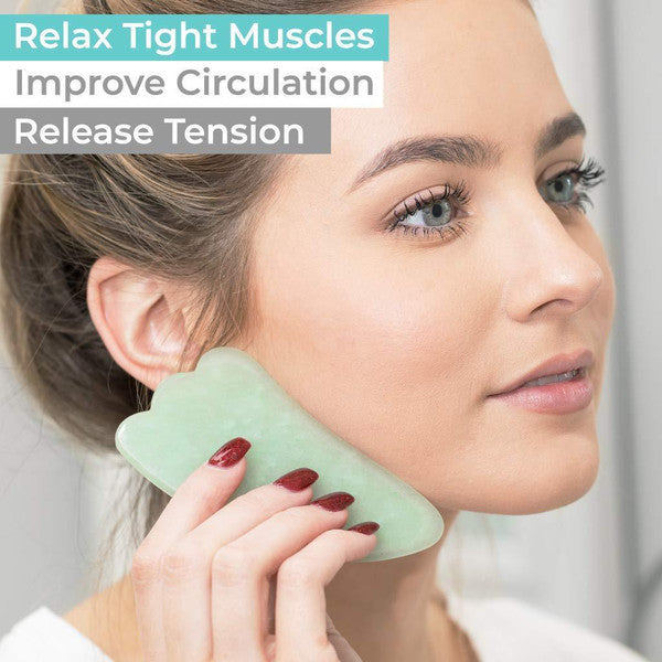 Real Jade Facial Roller and Gua Sha Set  Jade Roller  Gua Sha Set 3