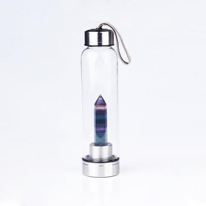 water bottles with crystals