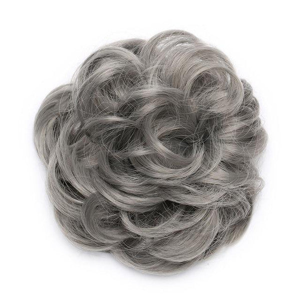 Rose Bun Hair Scrunchie  Dark Grey
