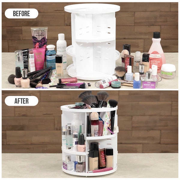 360 Rotating Makeup Organizer White 2