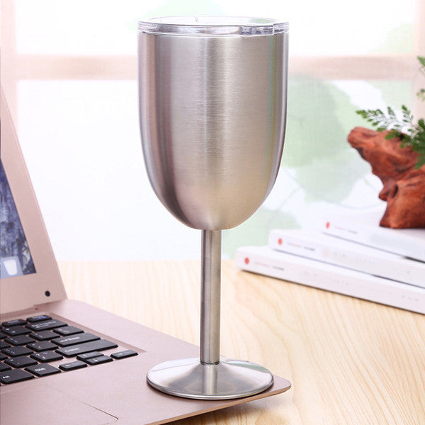 Double Walled Vacuum Insulated Wine Tumbler With Lid