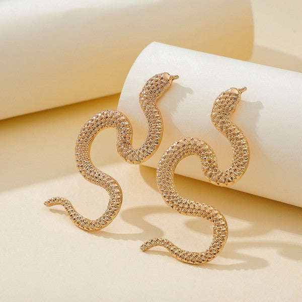 Zinc Alloy Snake Earrings Gold