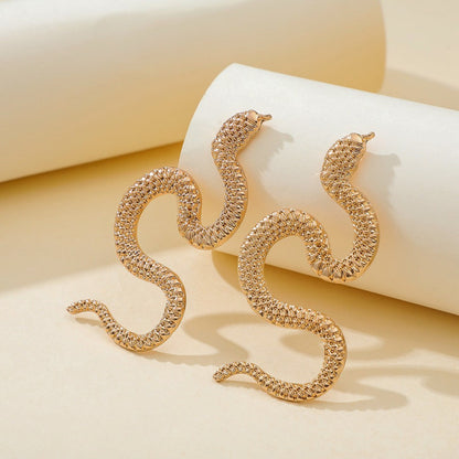 Zinc Alloy Snake Earrings Gold