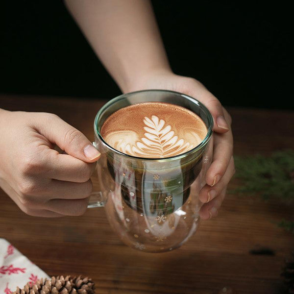 Christmas Tree Insulated Glass Coffee Mug 3