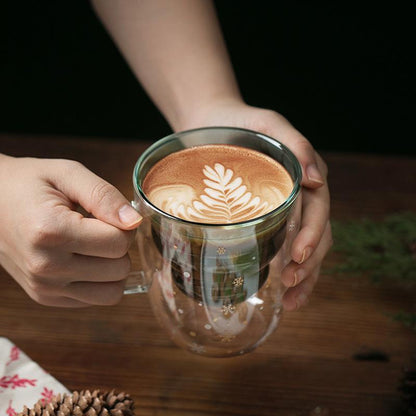 Christmas Tree Insulated Glass Coffee Mug 3