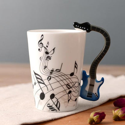 ergonomic guitarshaped coffee mug