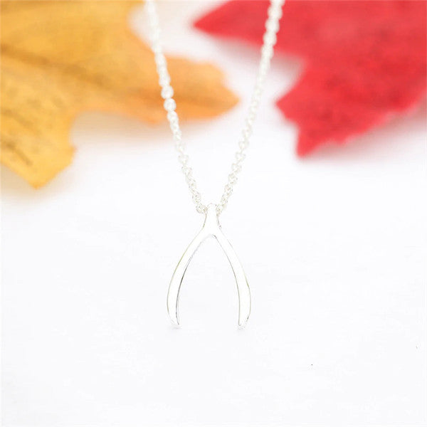 Copper Wishbone Charm Necklace With Stainless Steel Chain (3).jpg