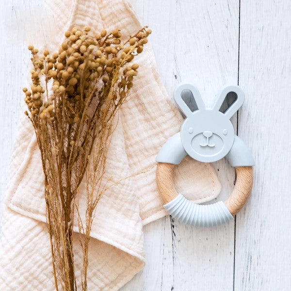 Food Grade Bunny Teether Ring Green