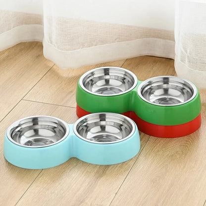 16LXDoublePetFoodBowlStainlessSteelDrinkwarePetDrinkingFoodDogFoodPuppyFeedingSupplies
