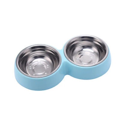 YoOiDoublePetFoodBowlStainlessSteelDrinkwarePetDrinkingFoodDogFoodPuppyFeedingSupplies