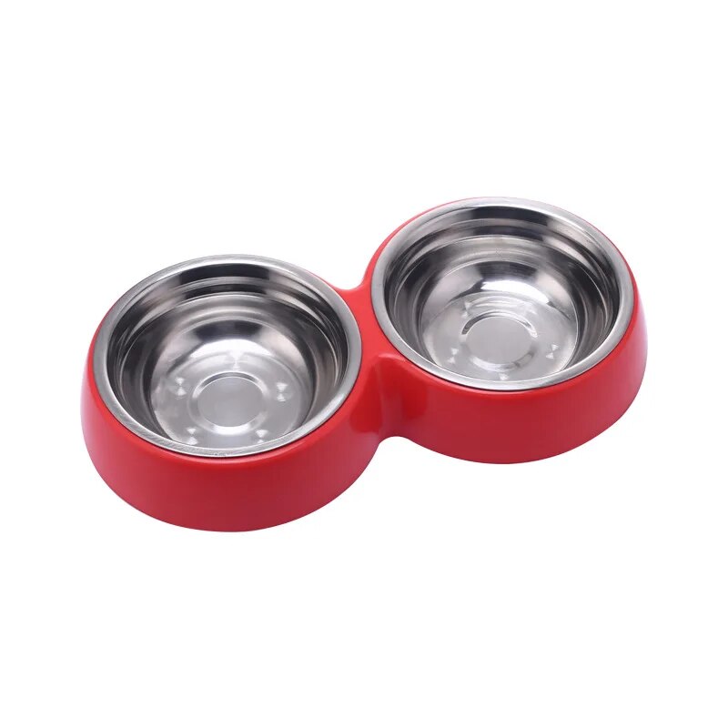 p3SHDoublePetFoodBowlStainlessSteelDrinkwarePetDrinkingFoodDogFoodPuppyFeedingSupplies