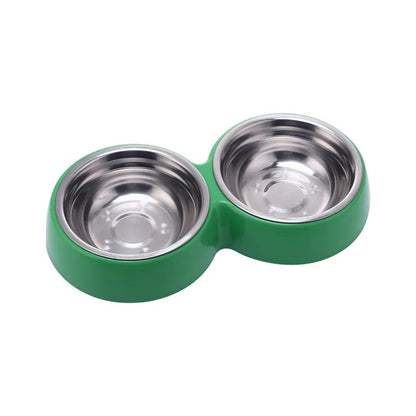 bF3bDoublePetFoodBowlStainlessSteelDrinkwarePetDrinkingFoodDogFoodPuppyFeedingSupplies