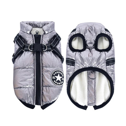 N2apWinterDogClothesForSmallDogsWarmFleeceLargeDogJacketWaterproofPetCoatWithHarness