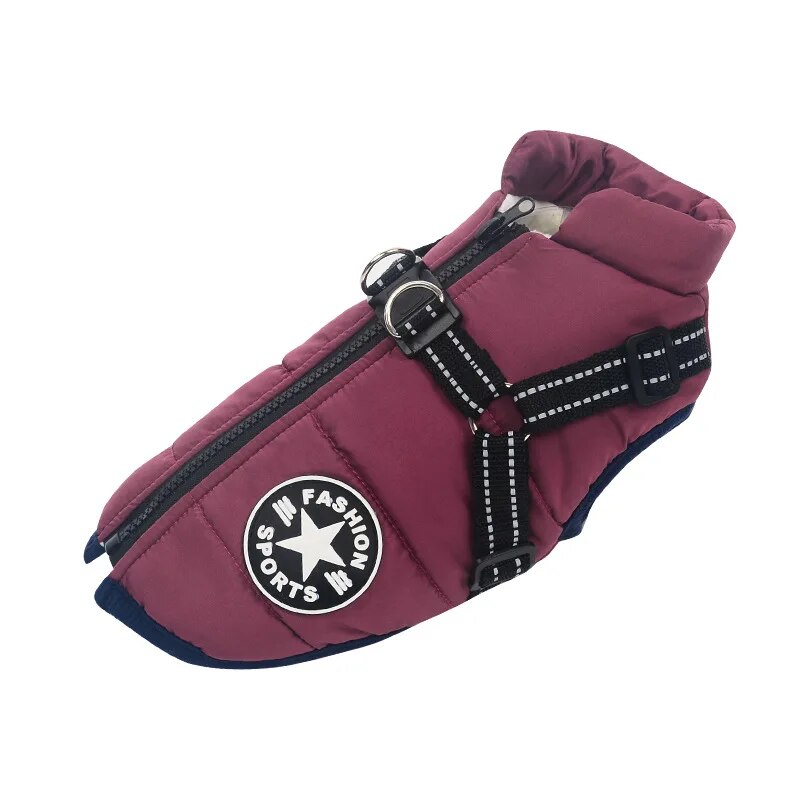 BYXaWinterDogClothesForSmallDogsWarmFleeceLargeDogJacketWaterproofPetCoatWithHarness