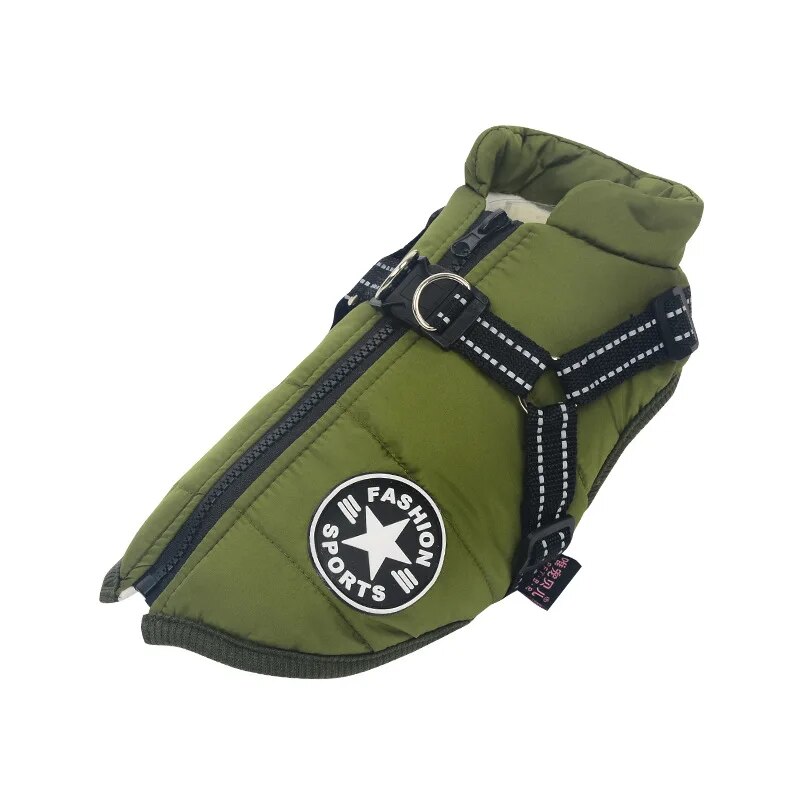 DVBIWinterDogClothesForSmallDogsWarmFleeceLargeDogJacketWaterproofPetCoatWithHarness