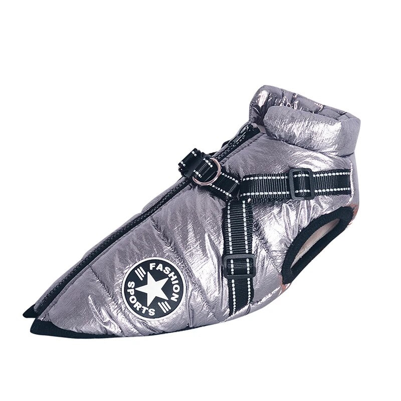 HHctWinterDogClothesForSmallDogsWarmFleeceLargeDogJacketWaterproofPetCoatWithHarness