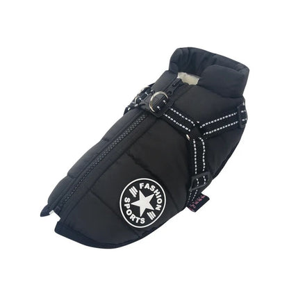 SQgPWinterDogClothesForSmallDogsWarmFleeceLargeDogJacketWaterproofPetCoatWithHarness