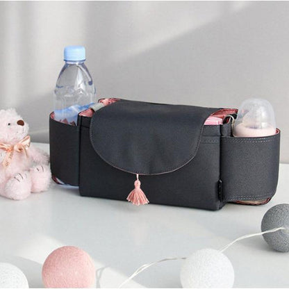 Baby Stroller Organizer Bag Pink Tassel