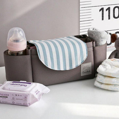 Gray Baby Stroller Organizer Bag  Striped