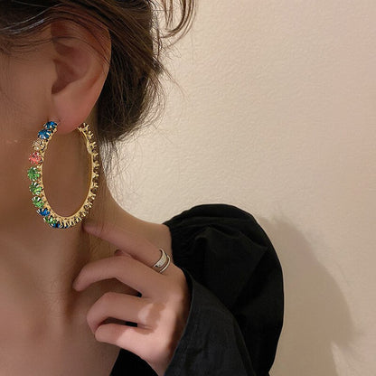 Beaded Rainbow Hoop Earrings