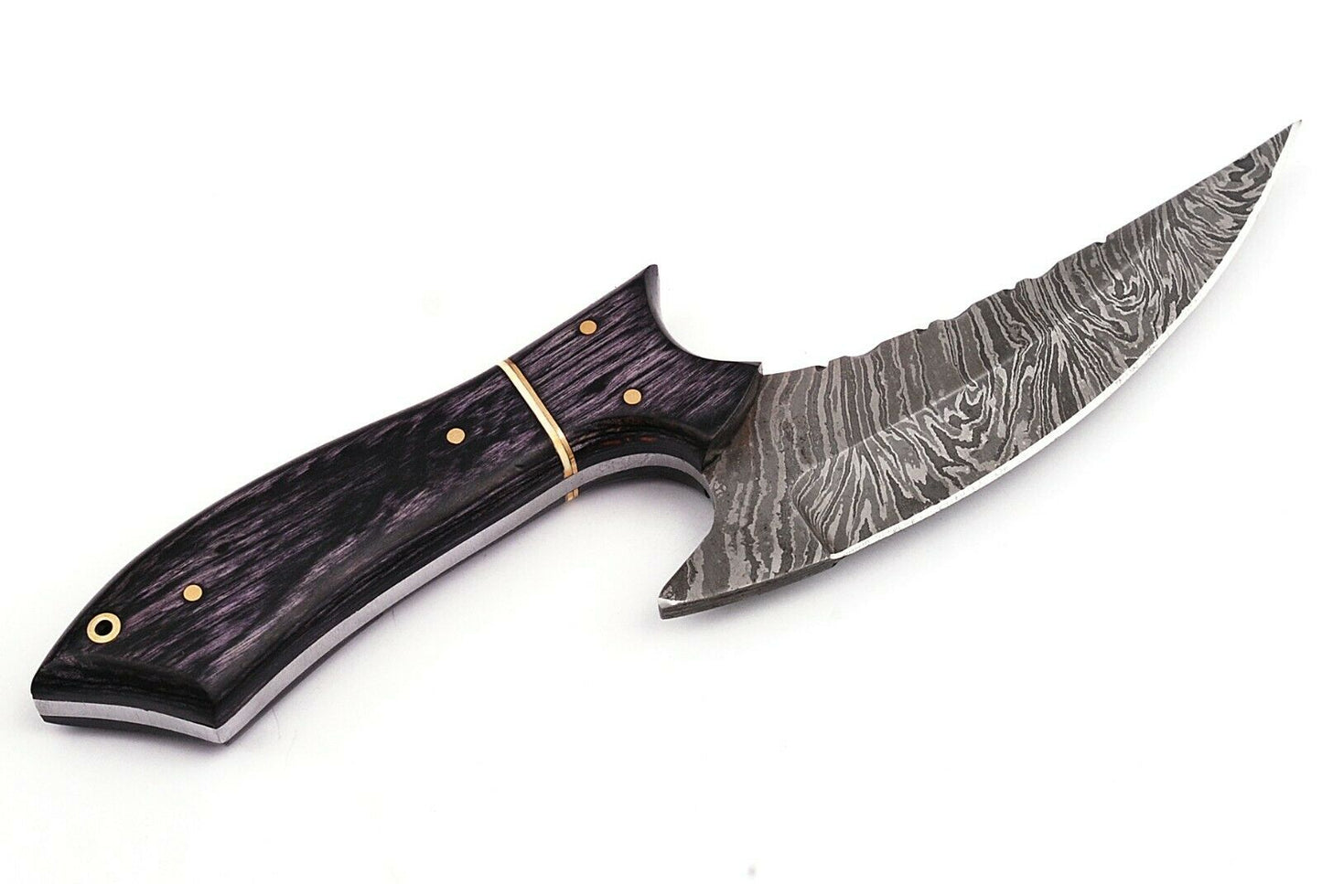 Beautifull Damascus Steel Hunting Knife Fixed Blade Knife, Wood Handle,