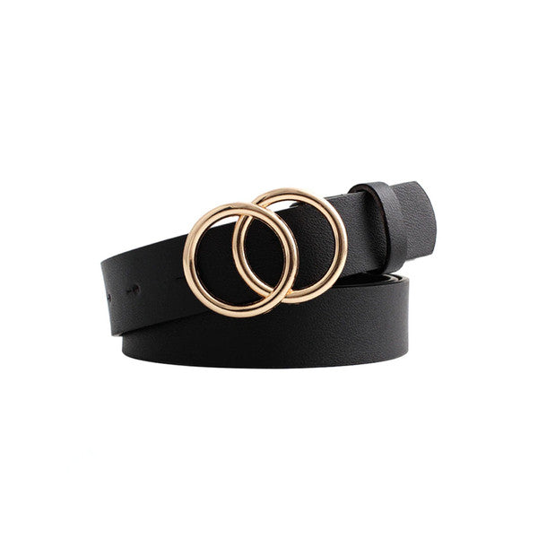 Unisex Double Circle Belt With Gold Bucklejpg