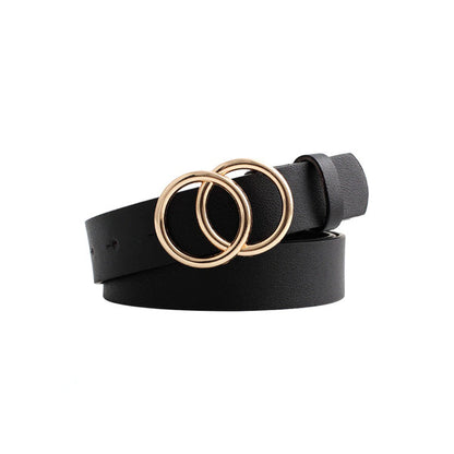 Unisex Double Circle Belt With Gold Bucklejpg