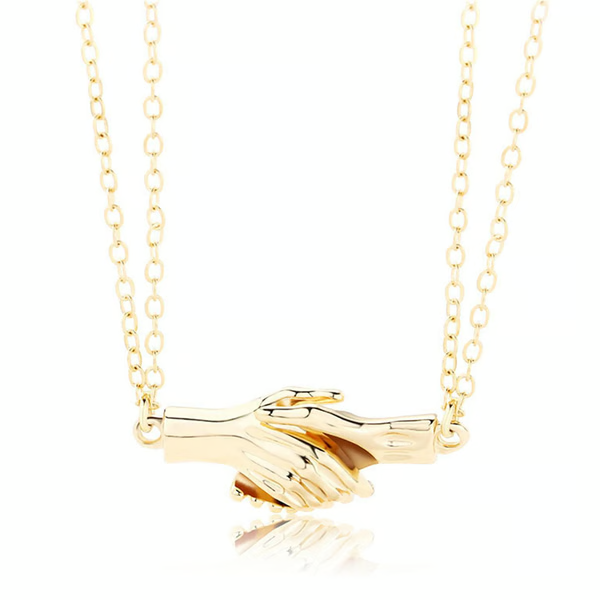 Hold Hands Couple Necklace gold
