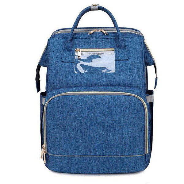 Multifunctional 3 in 1 Baby Diaper Bag With Bed (Waterproof Exterior) Navy