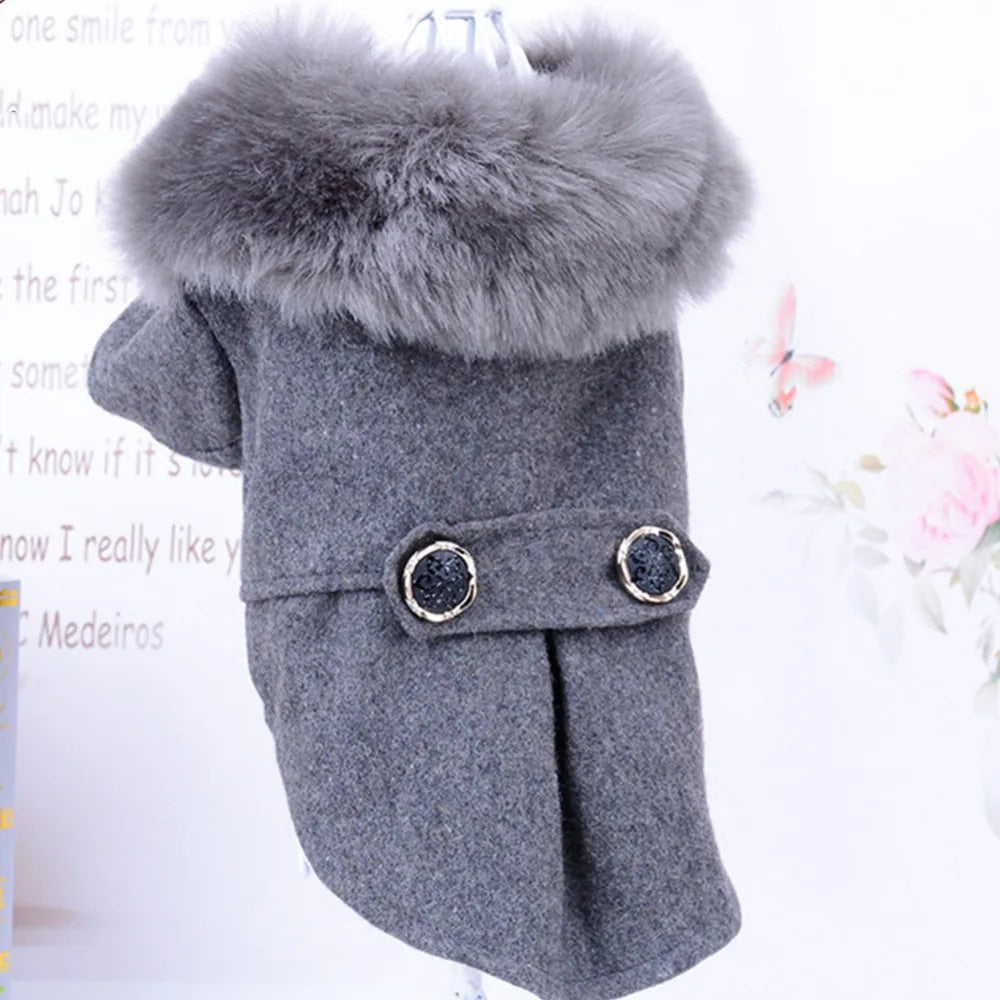Winter Pet Apparel: Fur Collar Jacket for Small-Medium Dogs