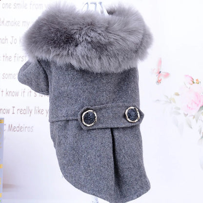 Winter Pet Apparel: Fur Collar Jacket for Small-Medium Dogs