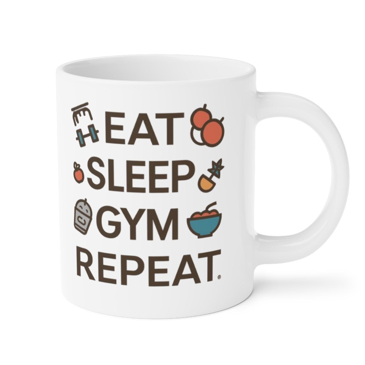 Eat Sleep Gym Repeat Mug — Funny Fitness Ceramic Coffee Cup