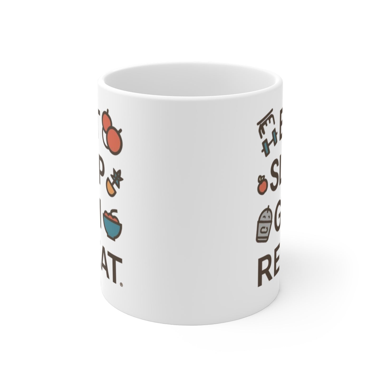 Eat Sleep Gym Repeat Mug — Funny Fitness Ceramic Coffee Cup