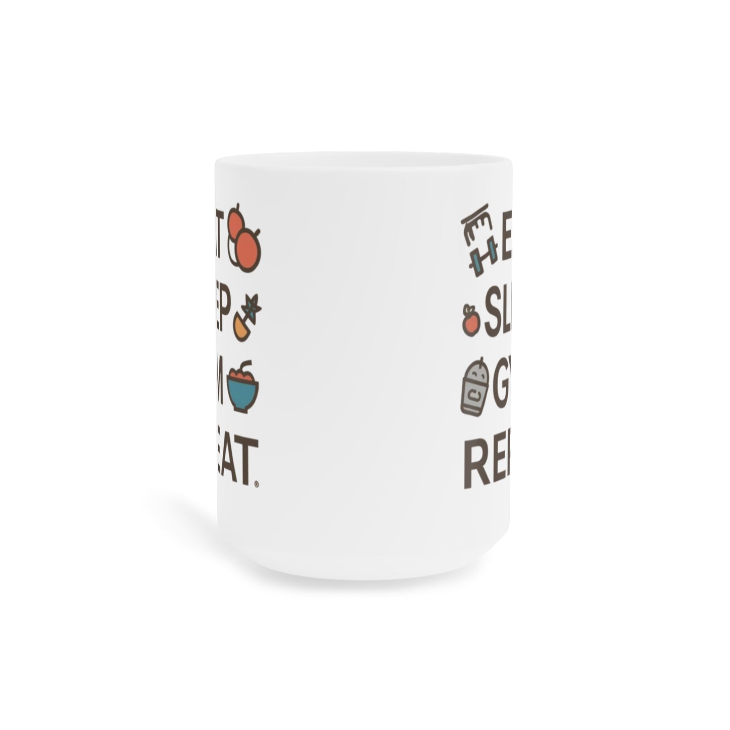 Eat Sleep Gym Repeat Mug — Funny Fitness Ceramic Coffee Cup
