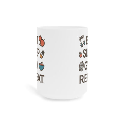 Eat Sleep Gym Repeat Mug — Funny Fitness Ceramic Coffee Cup