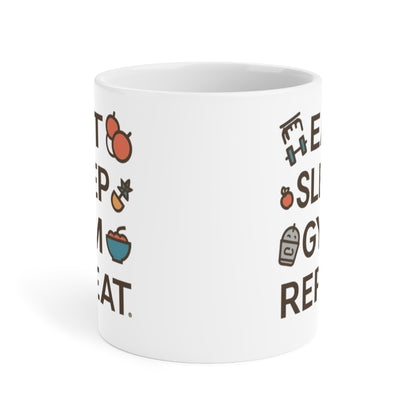 Eat Sleep Gym Repeat Mug — Funny Fitness Ceramic Coffee Cup