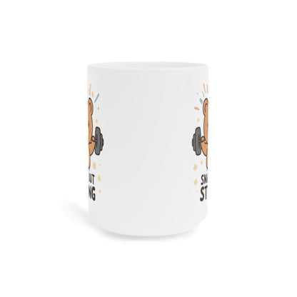 Small But Strong Bear Mug — Cute Motivational Coffee Cup for Gym Lovers
