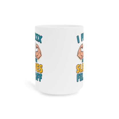 Funny Fitness Mug — “I Flexix and the Sleeves Fell Off” Ceramic Coffee Cup