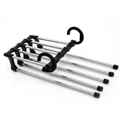 5-In-1 Stainless Steel Multi-Functional Pants Rack Hanger Black