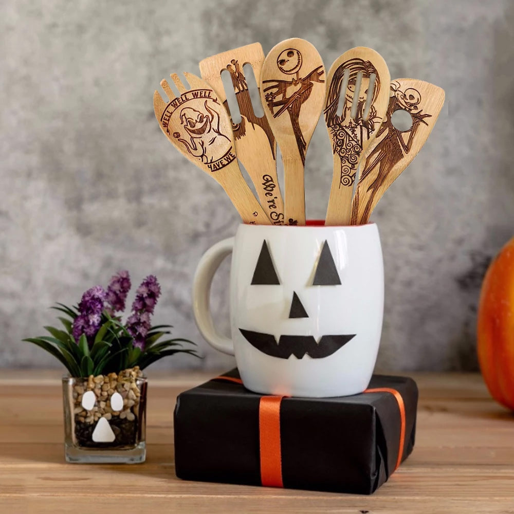 5 Piece Halloween Wooden Spoon Seta 2