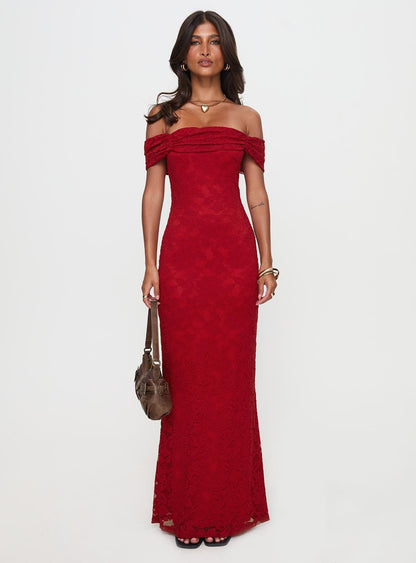 Allured Strapless Maxi Dress Burgundy