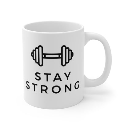 Stay Strong Mug — Motivational Dumbbell Coffee Cup (Gym Gift)